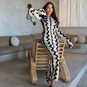 COMMENSE Geometric Sweater Dress